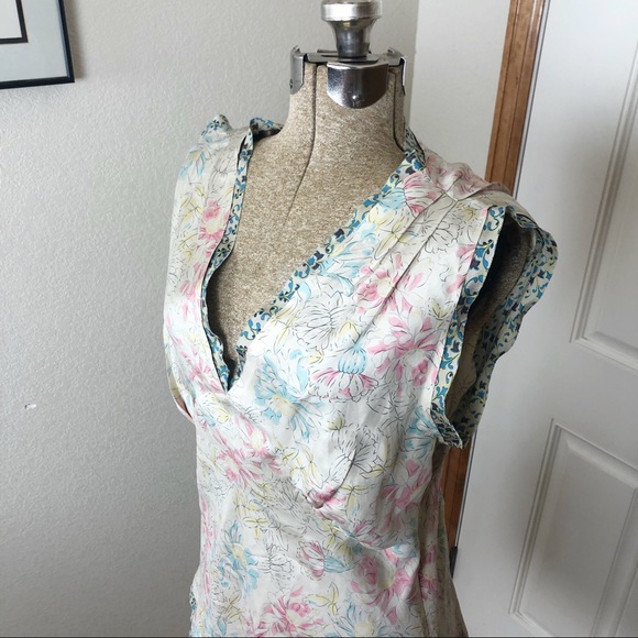 Sundance Floral Blue & Pink Silk Tank Top - Picture 2 of 5